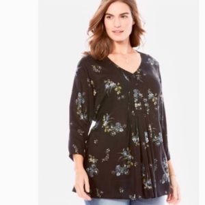 NWT  pintuckt teback tunic 3/4 sleeve
